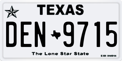 TX license plate DEN9715