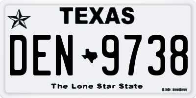 TX license plate DEN9738