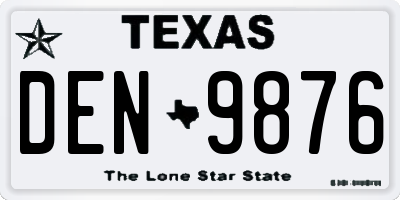 TX license plate DEN9876