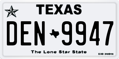 TX license plate DEN9947