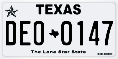 TX license plate DEO0147
