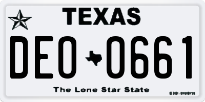 TX license plate DEO0661