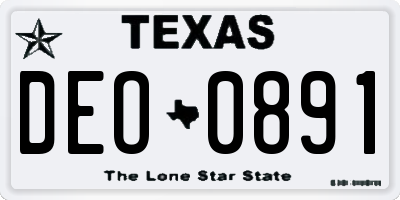 TX license plate DEO0891
