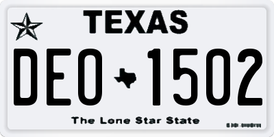 TX license plate DEO1502