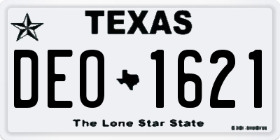 TX license plate DEO1621