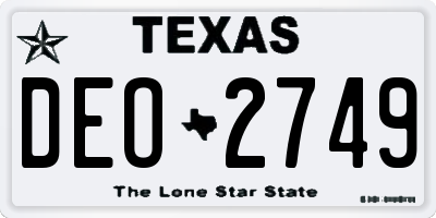 TX license plate DEO2749