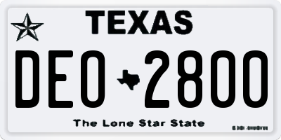 TX license plate DEO2800