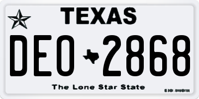 TX license plate DEO2868