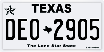 TX license plate DEO2905