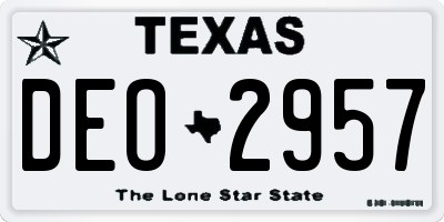 TX license plate DEO2957