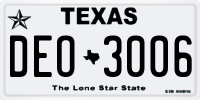 TX license plate DEO3006