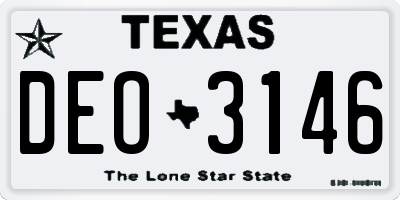 TX license plate DEO3146