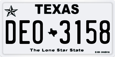 TX license plate DEO3158