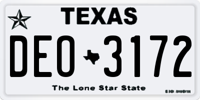 TX license plate DEO3172