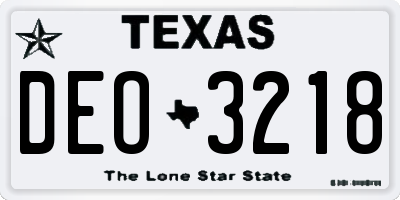 TX license plate DEO3218