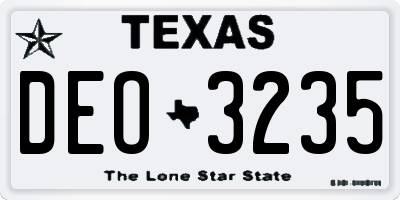 TX license plate DEO3235