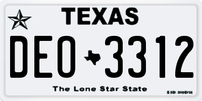 TX license plate DEO3312