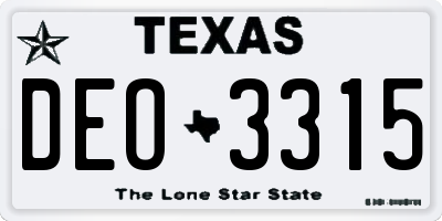 TX license plate DEO3315