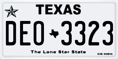 TX license plate DEO3323