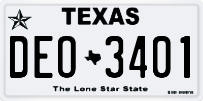 TX license plate DEO3401
