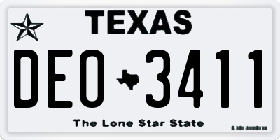 TX license plate DEO3411