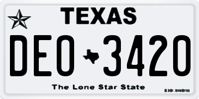 TX license plate DEO3420