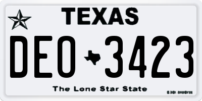 TX license plate DEO3423