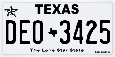 TX license plate DEO3425