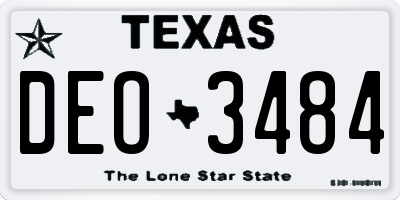 TX license plate DEO3484