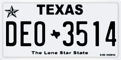 TX license plate DEO3514