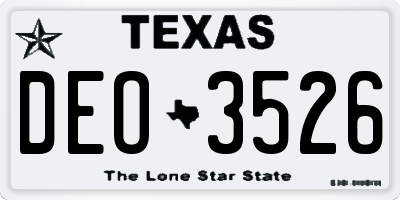 TX license plate DEO3526