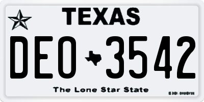 TX license plate DEO3542