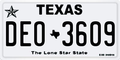 TX license plate DEO3609