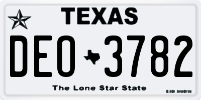 TX license plate DEO3782