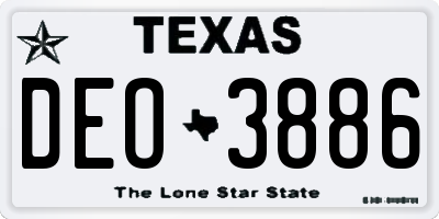 TX license plate DEO3886