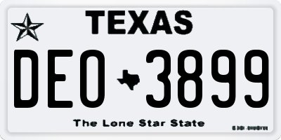 TX license plate DEO3899