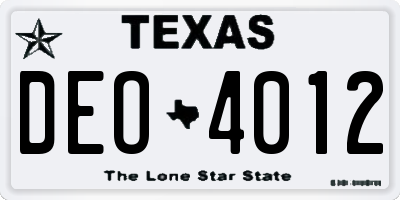 TX license plate DEO4012
