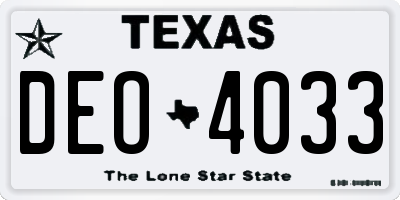 TX license plate DEO4033