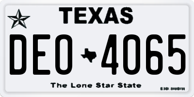 TX license plate DEO4065