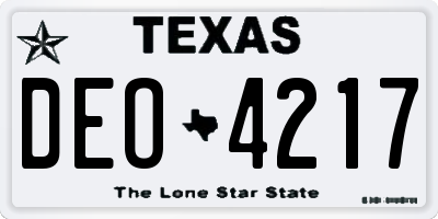 TX license plate DEO4217
