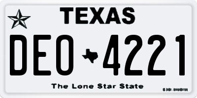 TX license plate DEO4221