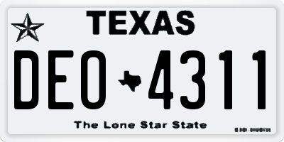 TX license plate DEO4311