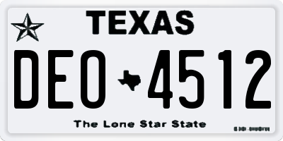TX license plate DEO4512