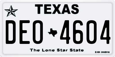TX license plate DEO4604