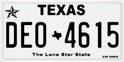 TX license plate DEO4615