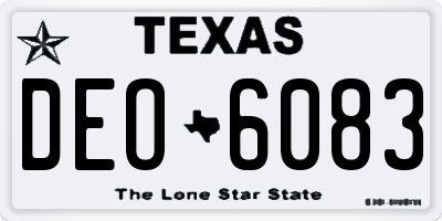 TX license plate DEO6083