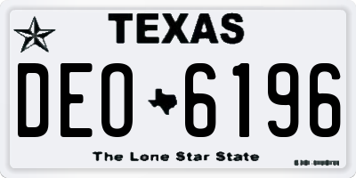 TX license plate DEO6196