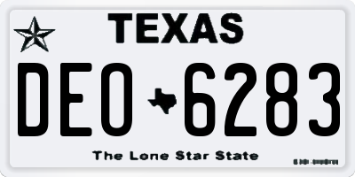 TX license plate DEO6283