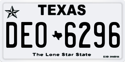 TX license plate DEO6296