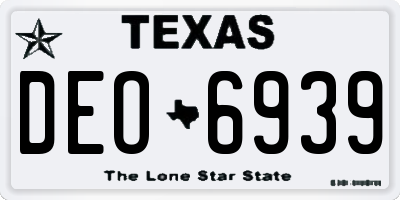TX license plate DEO6939